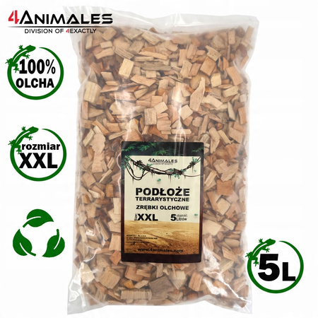 Podłoże olchowe, zrębki do terrariów i klatek size XXL 18-30mm 5 litrów