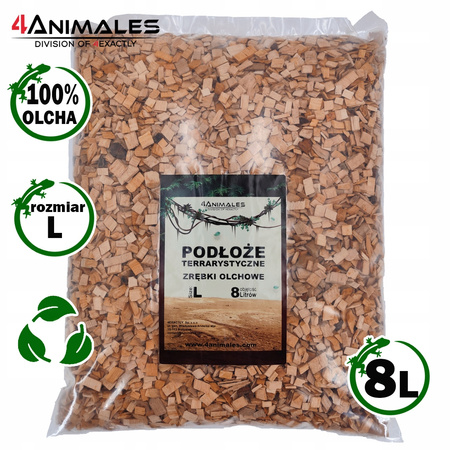 Podłoże olchowe, zrębki do terrariów i klatek size Large 9-12mm 8 litrów
