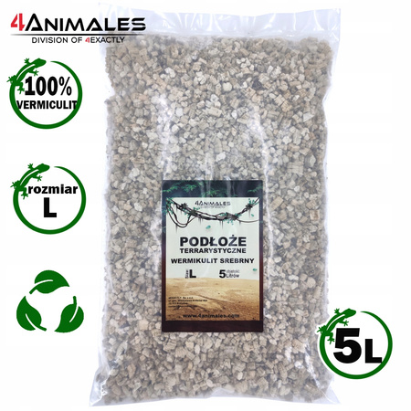 Wermikulit srebrny podłoże do terrarium size L (Large) 7-15mm 5 litrów