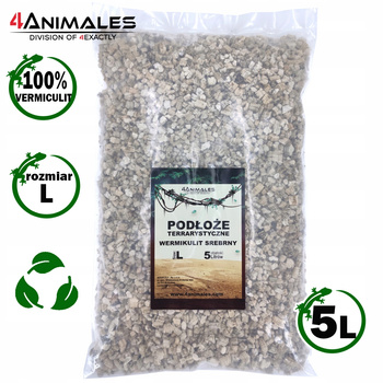 Wermikulit srebrny podłoże do terrarium size L (Large) 7-15mm 5 litrów