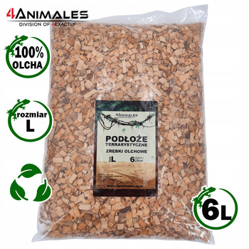 Podłoże olchowe, zrębki do terrariów i klatek size L 9-12mm 6 litrów