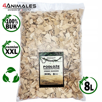 Zrębki bukowe, podłoże do terrariów i klatek size XXL 2-4cm 8 litrów