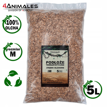 Podłoże olchowe, zrębki do terrariów i klatek size Medium 5-8mm 5 litrów