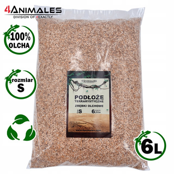 Podłoże olchowe, zrębki do terrariów i klatek size Small 2-4mm 6 litrów