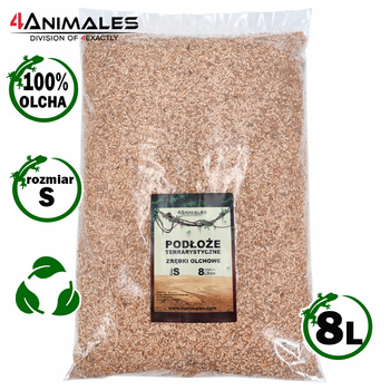 Podłoże olchowe, zrębki do terrariów i klatek size Small 2-4mm 8 litrów