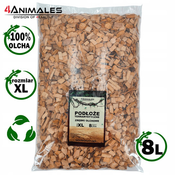 Podłoże olchowe, zrębki do terrariów i klatek size XL 12-18mm 8 litrów