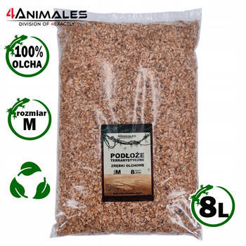 Podłoże olchowe, zrębki do terrariów i klatek size Medium 5-8mm 8 litrów