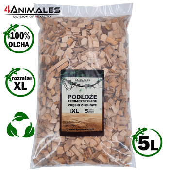 Podłoże olchowe, zrębki do terrariów i klatek size XL 12-18mm 5 litrów