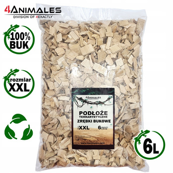 Zrębki bukowe, podłoże do terrariów i klatek size XXL 2-4cm 6 litrów