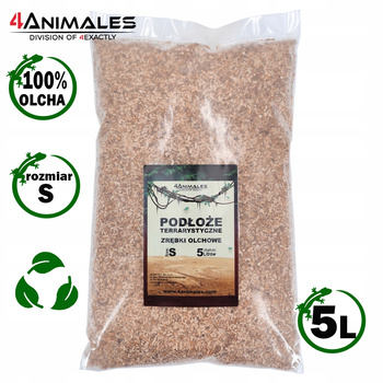 Podłoże olchowe, zrębki do terrariów i klatek size Small 2-4mm 5 litrów