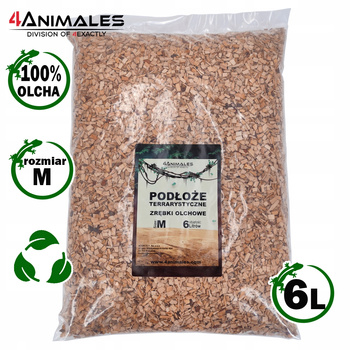 Podłoże olchowe, zrębki do terrariów i klatek size Medium 5-8mm 6 litrów