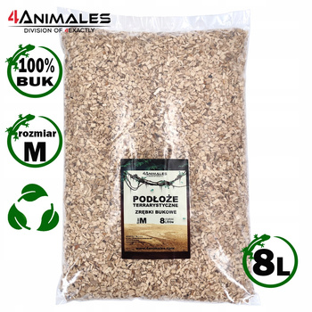Podłoże bukowe do terrariów i klatek size Medium 5-8mm 8 litrów