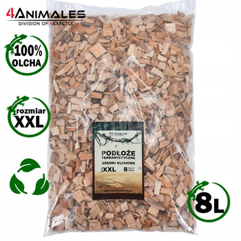 Zrębki olszynowe do terrarium, podłoże dla gadów, ptaków 8L rozmiar XXL