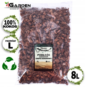 Chips kokosowy, podłoże ogrodowe, naturalna ściółka size L 10-18mm 8 litrów