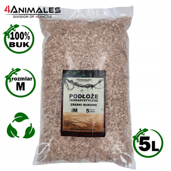 Podłoże bukowe do terrariów i klatek size Medium 5-8mm 5 litrów