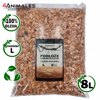 Podłoże olchowe, zrębki do terrariów i klatek size Large 9-12mm 8 litrów