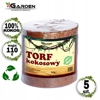 Torf kokosowy, podłoże ogrodowe, naturalna ściółka dysk 550g 5 sztuk