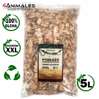 Podłoże olchowe, zrębki do terrariów i klatek size XXL 18-30mm 5 litrów