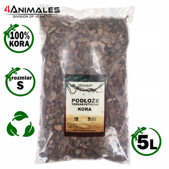 Kora sosnowa, antybakteryjne podłoże do terrarium size S 1-2cmcm 5 litrów