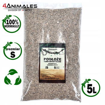 Wermikulit srebrno-złoty podłoże do terrarium size S (Small) 2-4mm 5 litrów