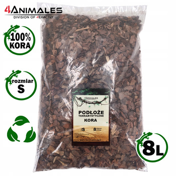 Kora sosnowa, antybakteryjne podłoże do terrarium size S 1-2 cm 8 litrów