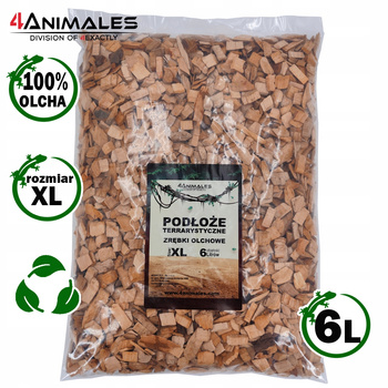 Podłoże olchowe, zrębki do terrariów i klatek size XL 12-18mm 6 litrów