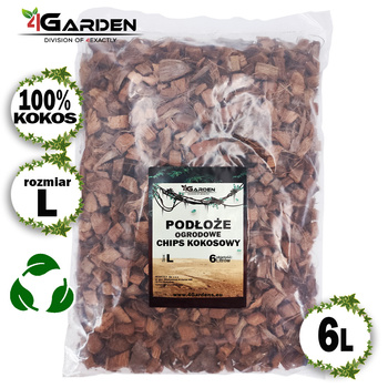 Chips kokosowy, podłoże ogrodowe, naturalna ściółka size L 10-18mm 6 litrów