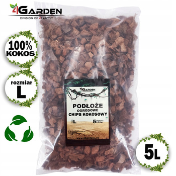 Chips kokosowy, podłoże ogrodowe, naturalna ściółka size L 10-18mm 5 litrów
