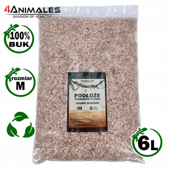 Podłoże bukowe do terrariów i klatek size Medium 5-8mm 6 litrów
